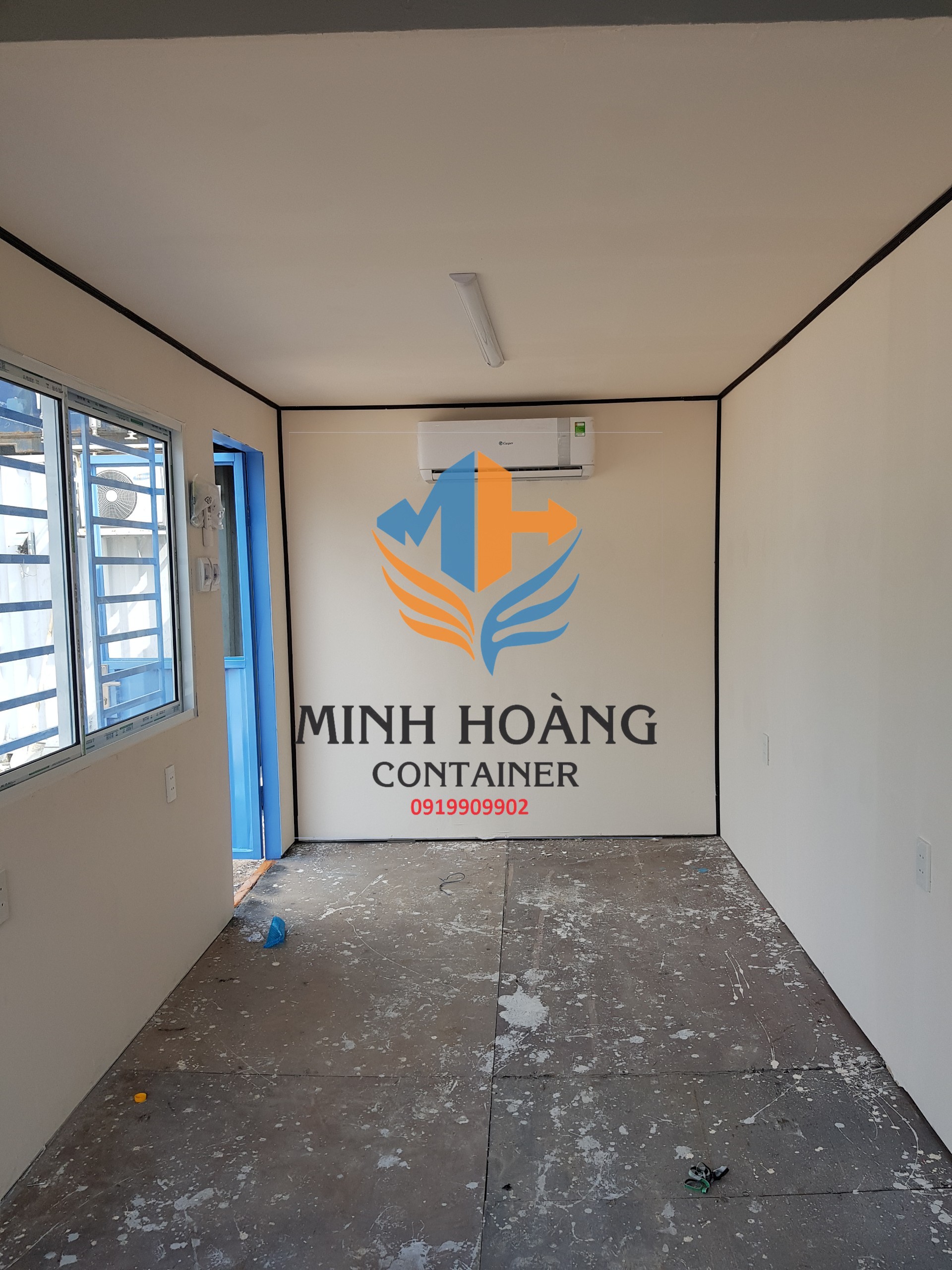 Container văn phòng 20feet xanh dương viền cam